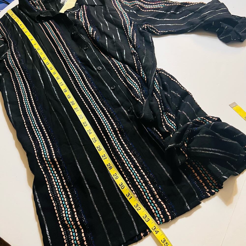 Elan Melon Multicolored Striped Button Up Oversized Shirt Size M Medium NWT - Picture 5 of 6